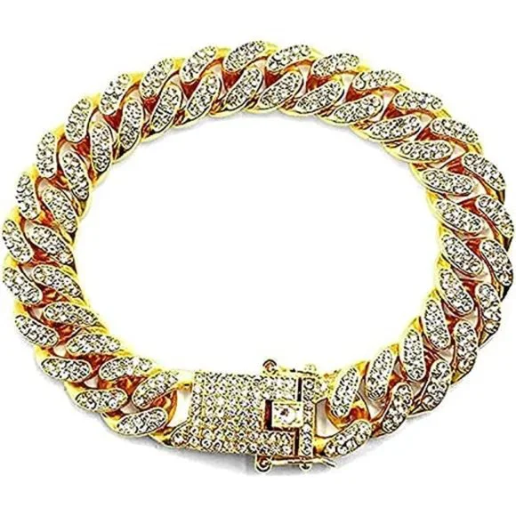 12mm Cuban Link Bracelet Iced Out Miami Gold Plated Hip Hop Rapper Bling Mens - Picture 1 of 6